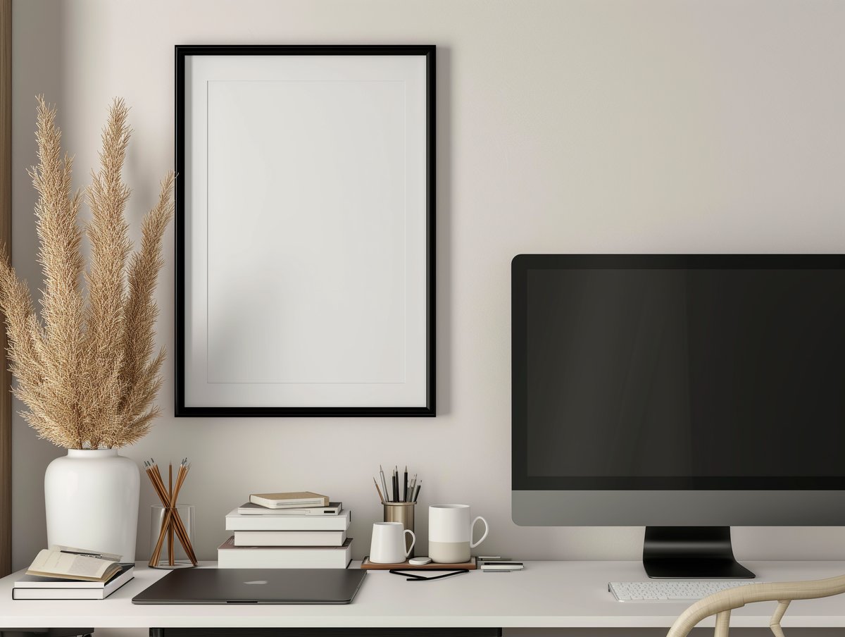 Quiet home office desk with warm lamplight