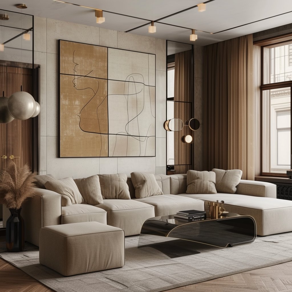 Neutral-toned living room styled for inspections