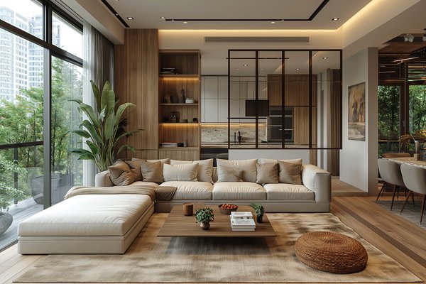 Warm open-plan living room